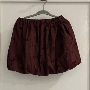 Zara Kids Burgundy Floral Velvet Print Bubble  Skirt, Sz 4 (104cm). HOLIDAY!